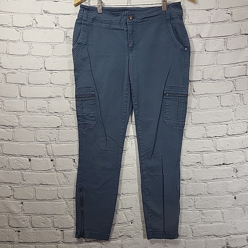 Athleta Builder Pant Womens Size 4 Gray Gargo Slim Zip Ankles Utility Pants